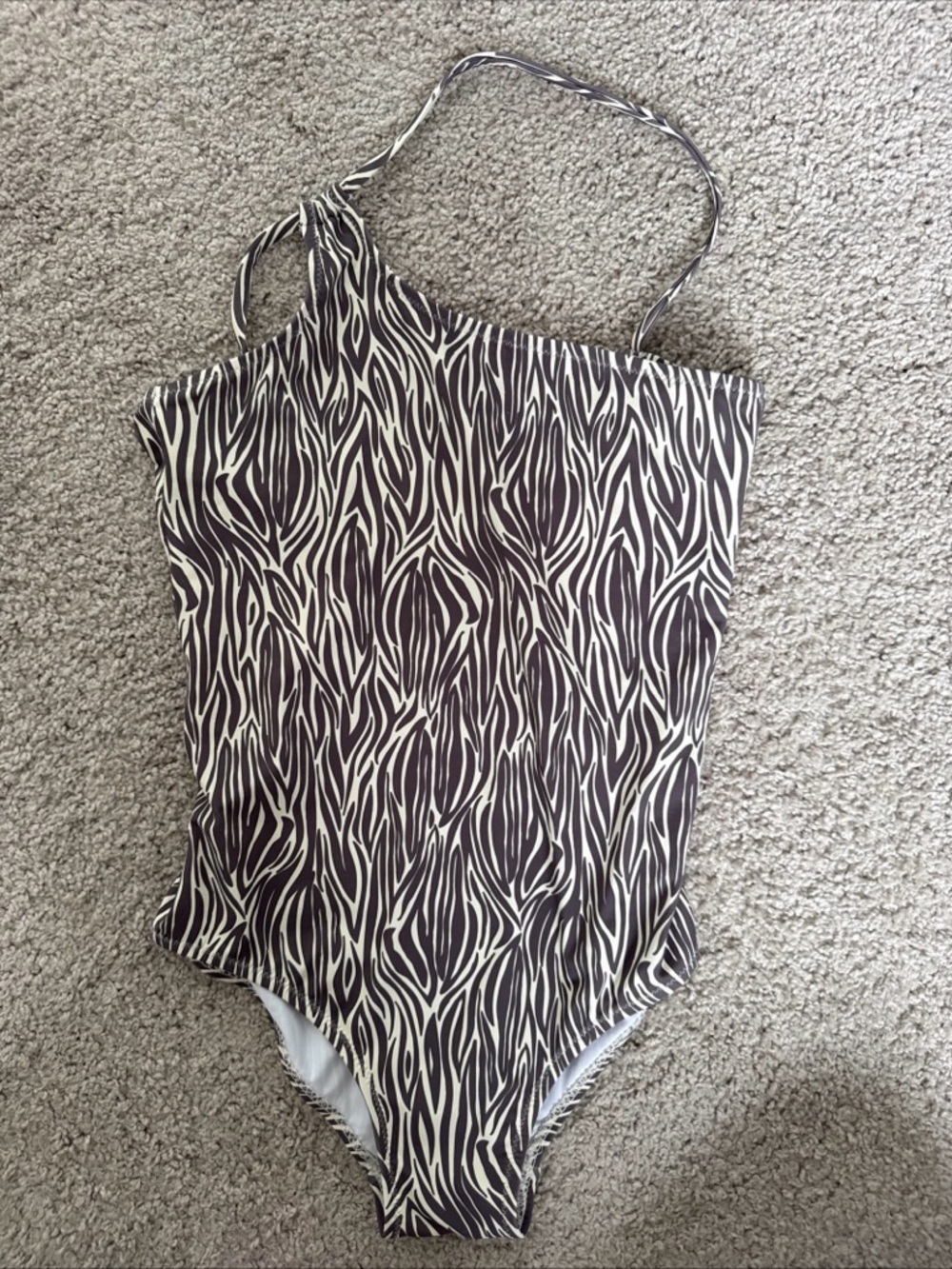 Zara Girls One Piece Swim Suit Zebra Gray Size 11-12/152
